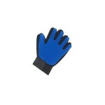 Textile and rubber glove, for brushing pets, blue color, left hand